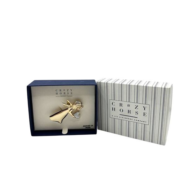 NWT Crazy Horse Liz Claiborne Co. Angel Mother of Pearl Pin Brooch - Picture 2 of 6